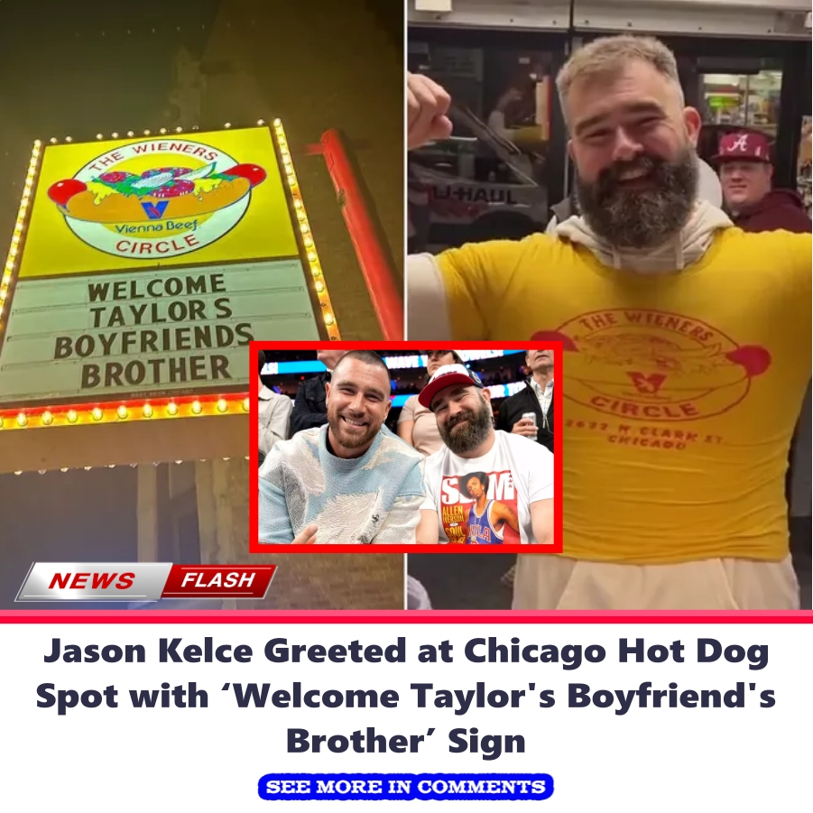 Jason Kelce Greeted at Chicago Hot Dog Spot with Taylor's
