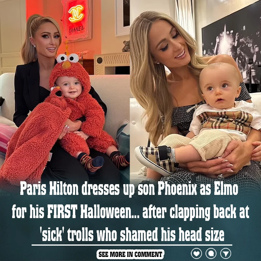 Paris Hilton dresses up son Phoenix as Elmo for his FIRST Halloween