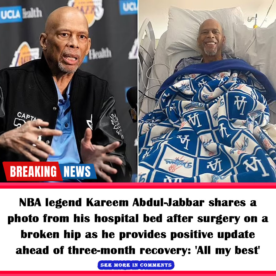 NBA legend Kareem AbdulJabbar shares a photo from his hospital bed