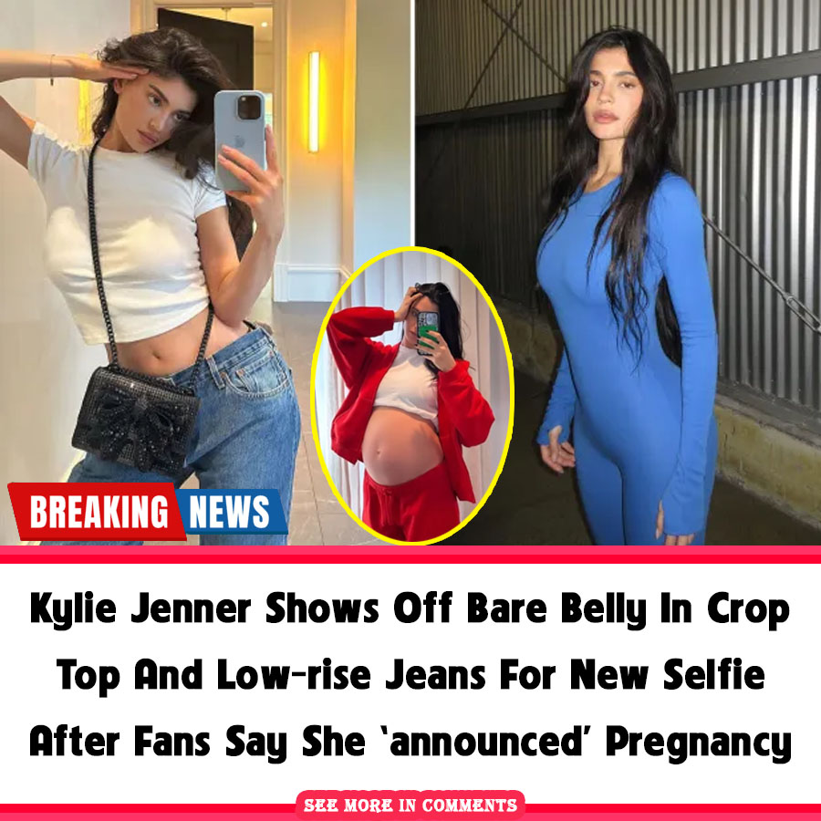 Kylie Jenner Shows Off Bare Belly In Crop Top And Low Rise Jeans For