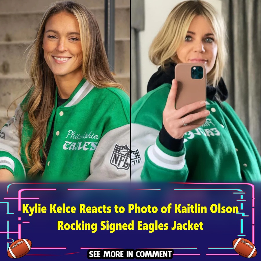 Kylie Kelce Reacts to Photo of Kaitlin Olson Rocking Signed Eagles