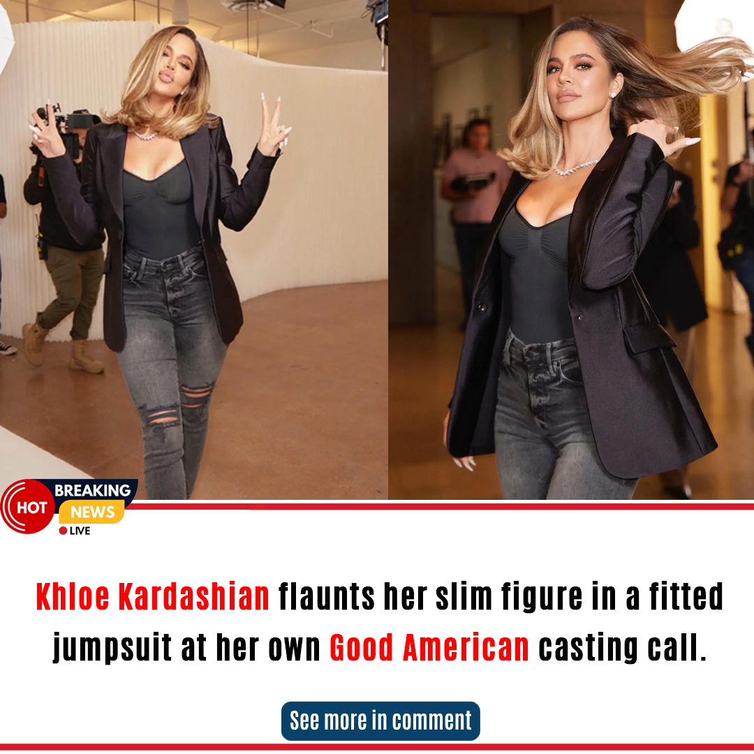 Khloe Kardashian flaunts her slim figure in a fitted jumpsuit at her