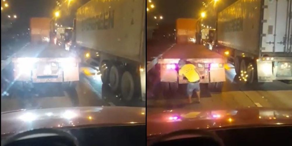 Bị đèn chiếu chói mắt, tài xế container dùng sơn xịt kín đèn xe khác khiến  nhiều người tranh cãi
