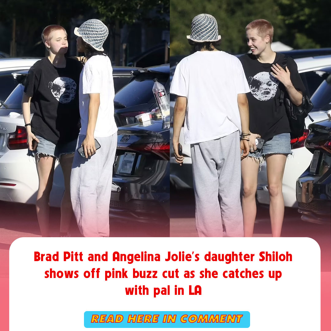 Brad Pitt And Angelina Jolies Daughter Shiloh Shows Off Pink Buzz Cut As She Catches Up With
