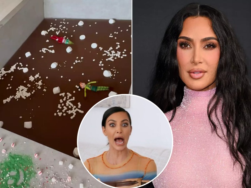 Kim Kardashian pours chocolate into her giant bathtub for her delicate