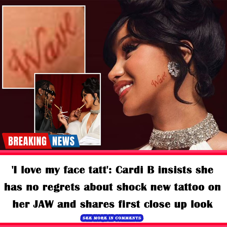 'I Love My Face Tatt': Cardi B Insists She Has No Regrets About Shock ...