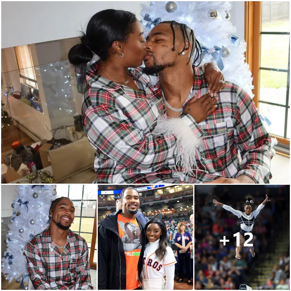 Simone Biles and Jonathan Owens Share a Kiss on First Christmas