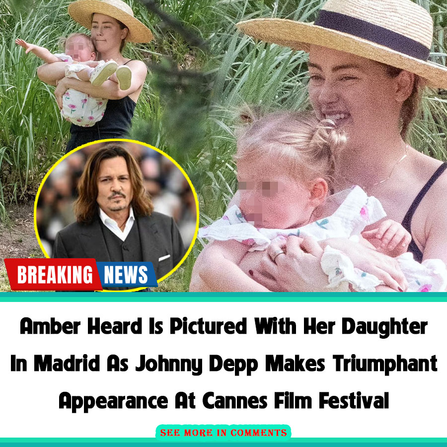 Amber Heard is pictured with her daughter in Madrid as Johnny Depp