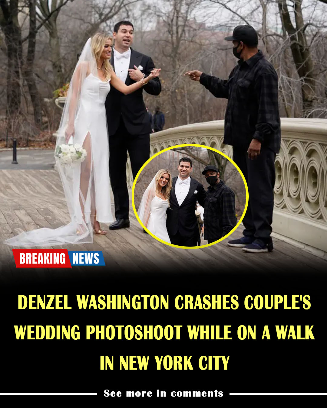 Say Cheese! Denzel Washington Crashes Couple's Wedding Photoshoot While
