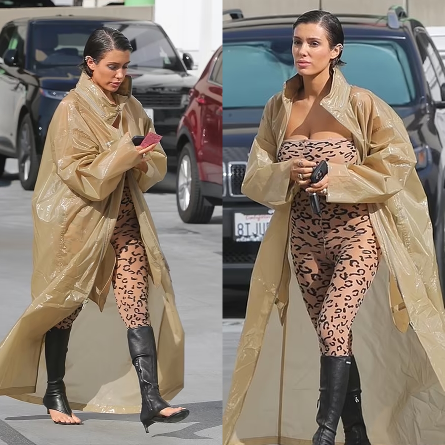 Kanye West's wife Bianca Censori rocks animal print catsuit and thong ...