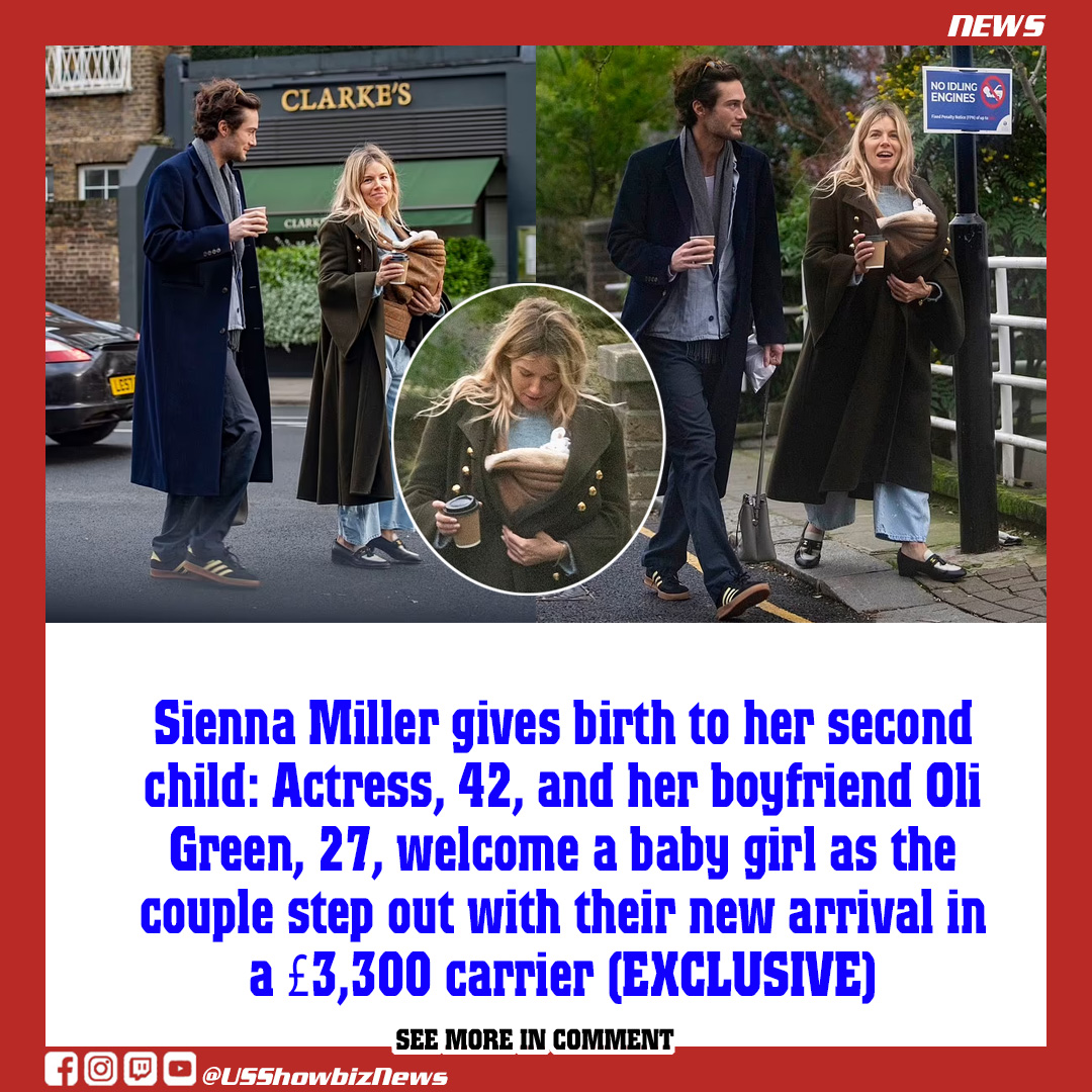 Sienna Miller gives birth to her second child Actress, 42, and her