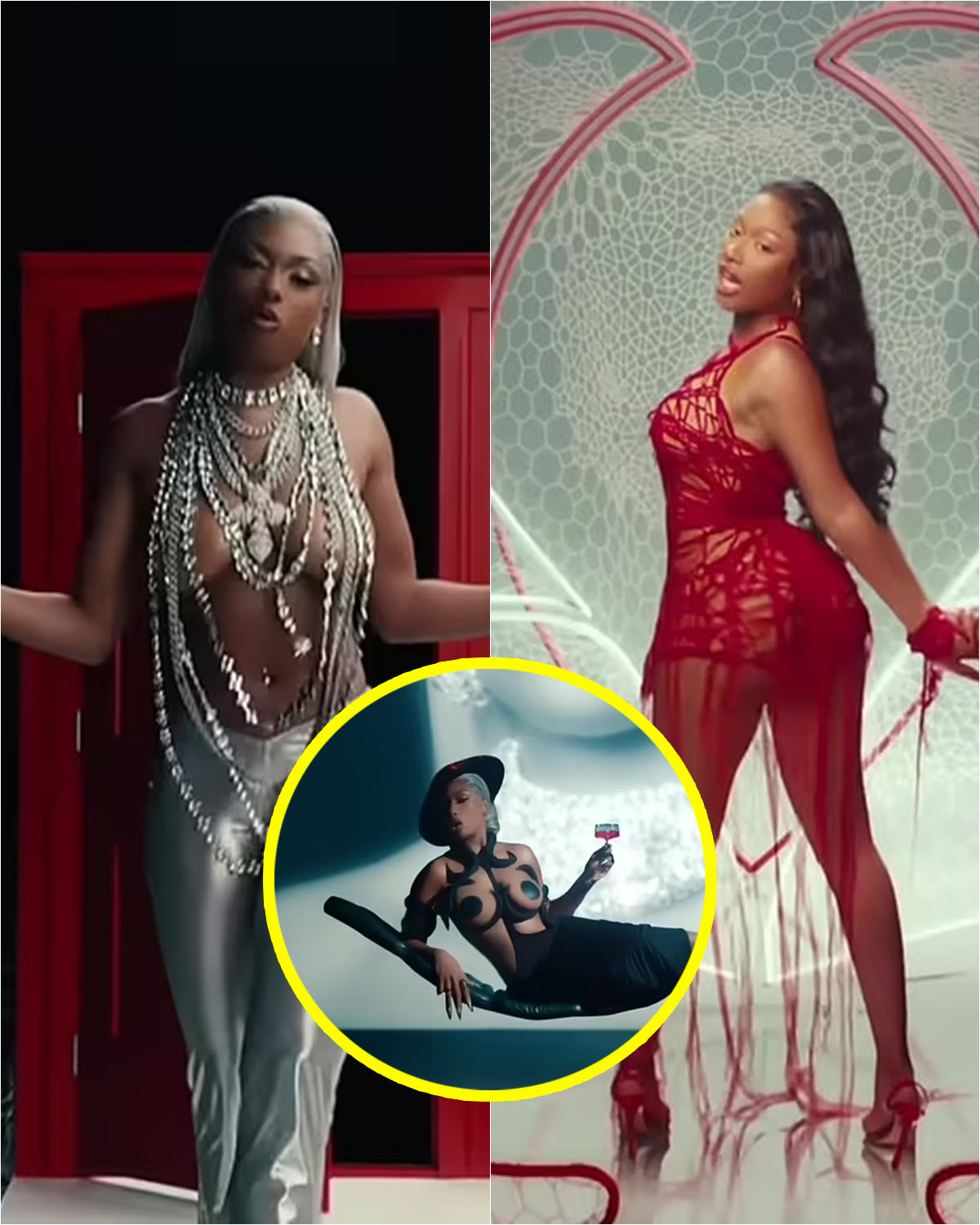 N Megan Thee Stallion Is Nearly Naked In Silver Chains And Sheer Catsuit As She Drops Music