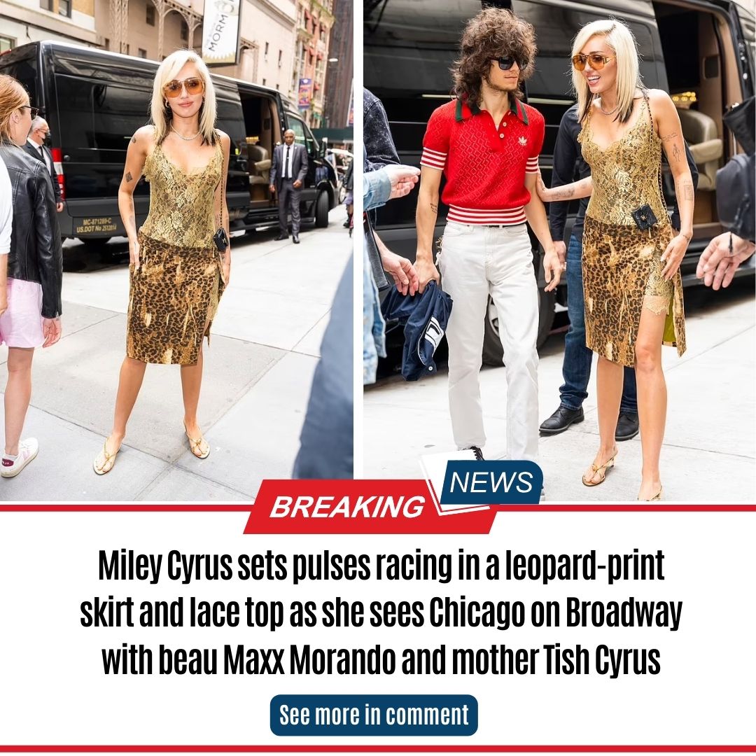 Miley Cyrus sets pulses racing in a leopard-print skirt and lace top as ...