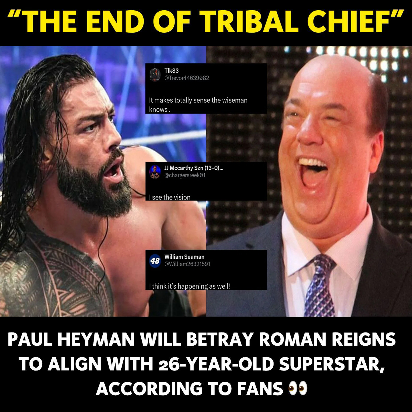 X The End Of Tribal Chief Paul Heyman Will Betray Roman Reigns To Align With 26 Year Old 4307