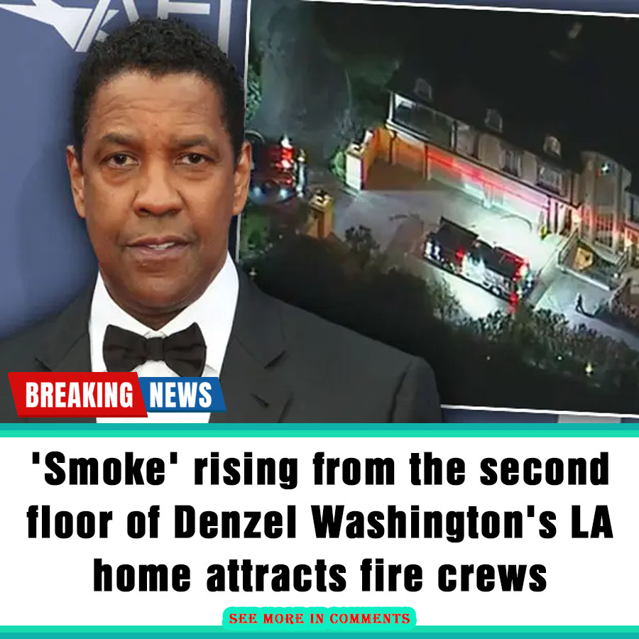 Smoke Rising From The Second Floor Of Denzel Washingtons La Home