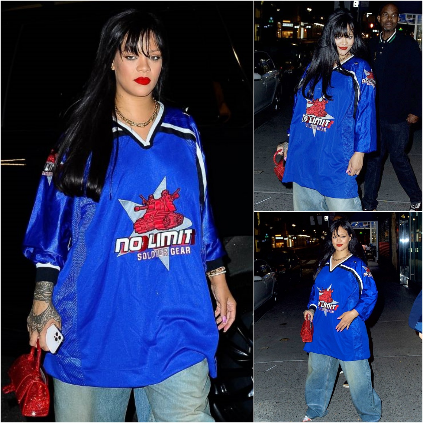 Rihanna Gives Her Sporty Chic Look A Fresh Twist In An Oversized Blue
